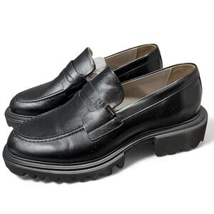 All Saints Black Leather Loafers
